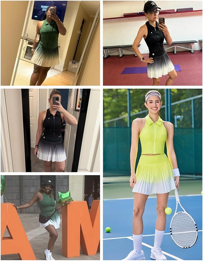 AFZ Golf Outfits for Women Preppy Golf Dress Clothes Athleisure Tennis Skirt and Top Sets