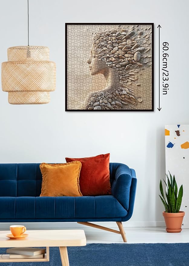Beautiful Women Art Puzzles for Adults 1000 Pieces Nature, Pretty Beach Aesthetic Impossible Jigsaw Puzzles, Hard Difficult Challenging Puzzle