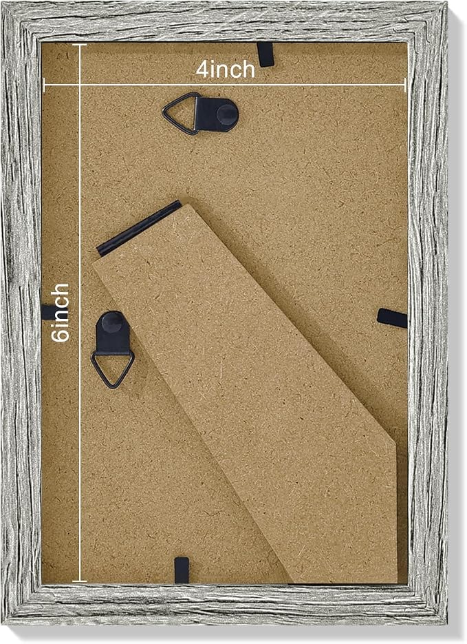 Vittanly 4x6 Picture Frames Set of 9 for Wall or Tabletop Display, Grey | Display Pictures 3.5x5 with Mat or 4x6 without Mat, Small Photo Frames, Engineered Wood with Shatter Resistant Plexiglass