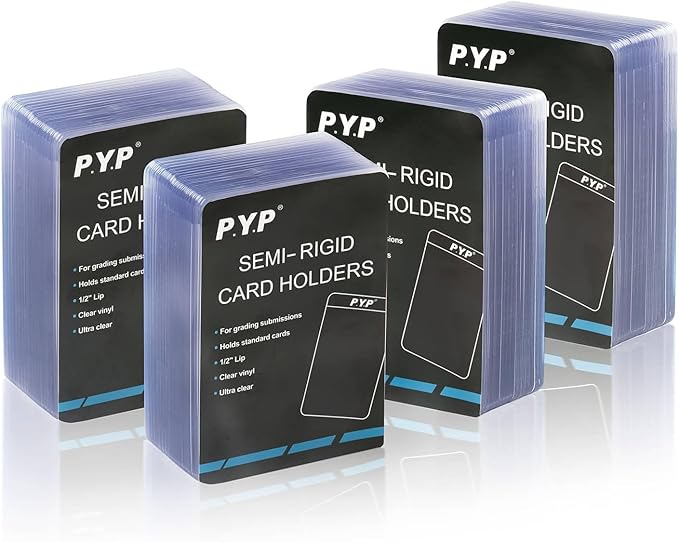 200ct Semi Rigid Card Holders - Card Sleeves for Trading Card with 1/2" Lip Sleeves Fit Standard Grading Cards Baseball Cards for Graded Card Submittions