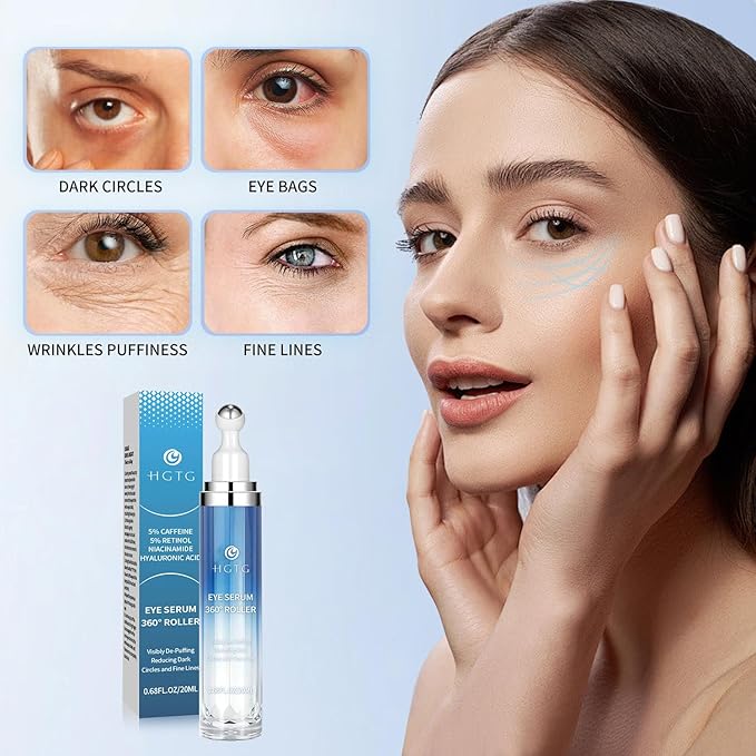 Eye Cream for Dark Circles: Anti Aging Caffeine & Retinol Eye Cream, Moisturizing Serum for Puffiness, Bags and Fine Lines, UnderEye Treatment for Women