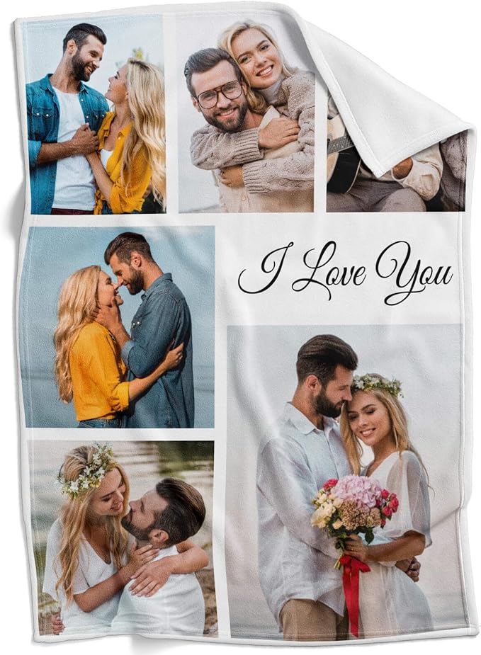 inkArts Custom Blanket with Photo, Personalized Blanket, Customized Photo Blankets, Customizable Picture Blankets, Personalized Anniversary Couple Gifts for Women Men Her Him Boyfriend Girlfriend