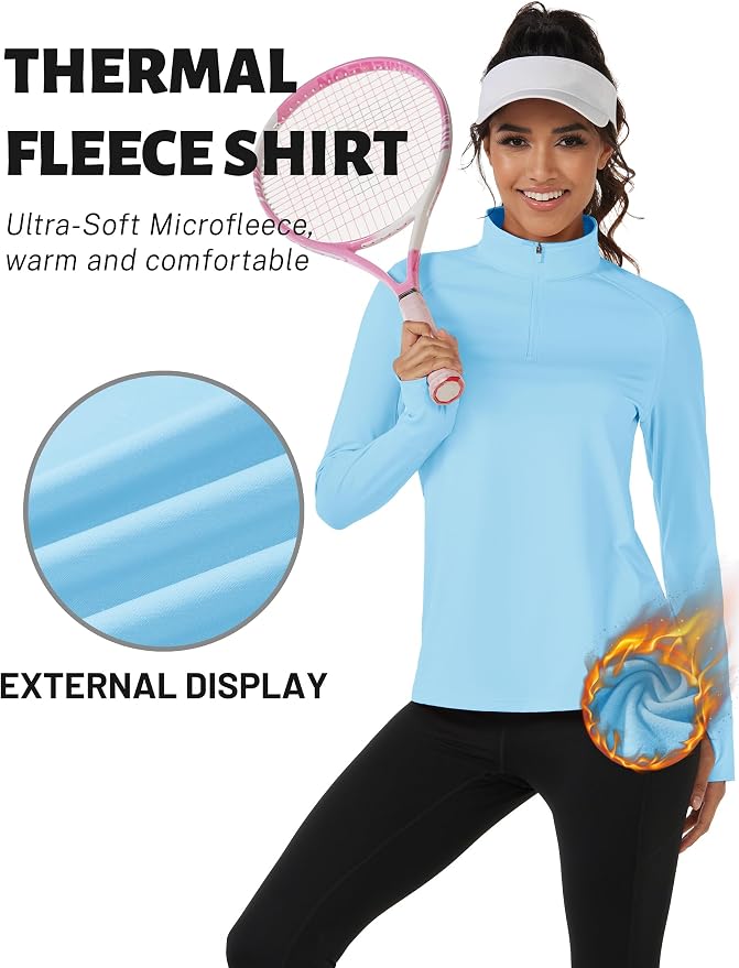 TACVASEN Women's Quarter Zip Sweatshirt Fleece Long Sleeve Workout Pullover | Lightweight Breathable Thermal Fabric,Mock Neck Design,Athletic Tops,Ideal for Gym Running Activities