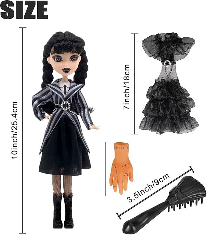 Dumwick 9' Adams Doll with Gift Box, High Heels, Black Dress, and Hair, Perfect Christmas and Birthdays Toy Gift for Girls & Fans(NEW B)