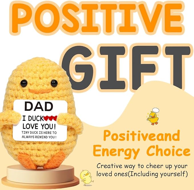 AICase for Easter Basket Stuffers Decor Fathers Day Dad Gifts from Daughter Son Wife Positive Duck Gifts Emotional Support Nuggets Inspirational Crochet Animals Handmade Birthday Present for Daddy