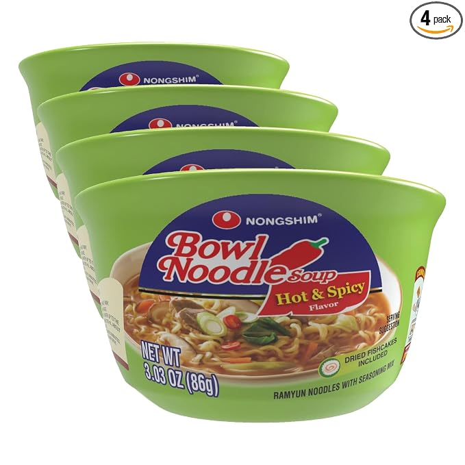 Nongshim HOT & SPICY Noodle Soup, 3.03 Ounce (Pack of 4)