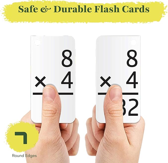 Star Right 325 Math Flash Cards - Multiplication and Division Flash Cards with 4 Metal Rings - Hole-Punched Math Flashcards for 3rd to 6th Grades - Ideal Math Game Practice Tool - 6.4 x 1.8 Inches