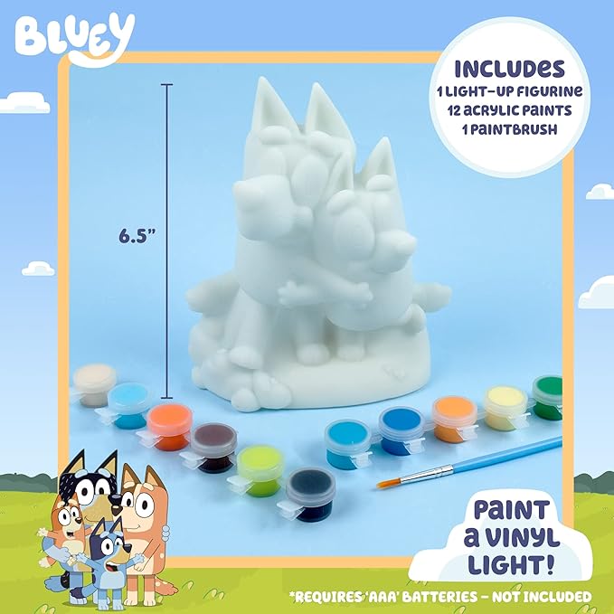 Bluey Paint Your Own Light-Up Figurine, Bingo Night Light, Toys for Kids, Playset, Party Decorations, Game, for Kids Ages 3+, Small