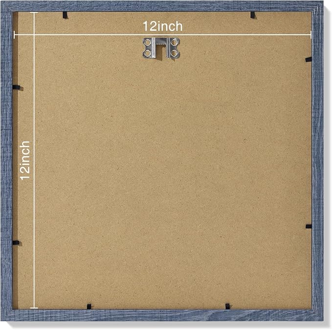 Vittanly 12x12 Picture Frames Set of 9 for Wall Mounting, Navy | Display Pictures 8x8 with Mat or 12x12 without Mat for Wall Mounting, Square Photo Frames for Home Decor, Engineered Wood
