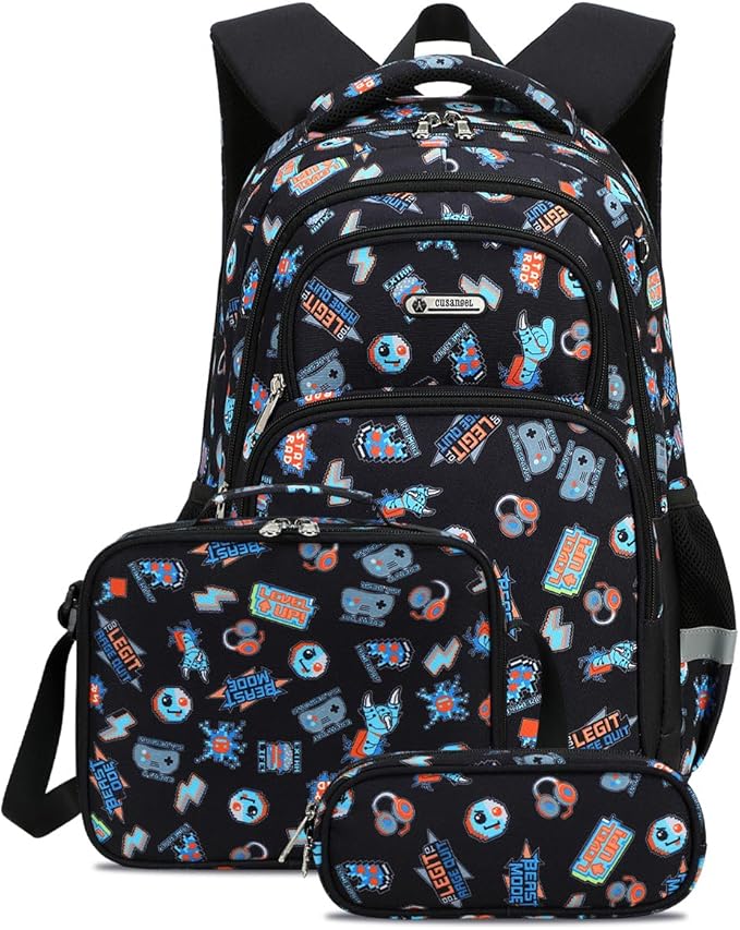 Cusangel Kids school Backpack with lunch bag for Girls,Elementary 6-10years Bookbag nylon large capacity backpack,Daypack