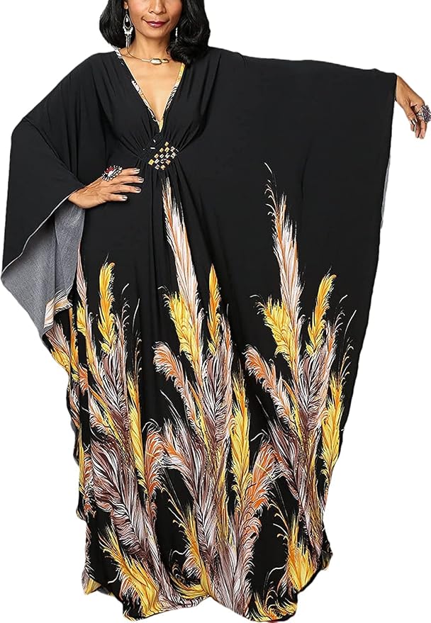 Venasha Womens Caftan Floral Print Kaftan Dress Short Sleeve Swimsuit Cover up Loungewear for Summer