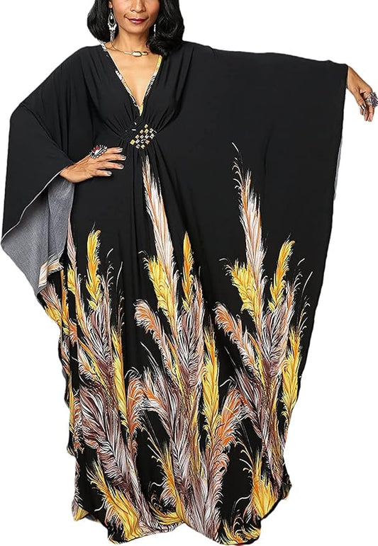 Venasha Womens Caftan Floral Print Kaftan Dress Short Sleeve Swimsuit Cover up Loungewear for Summer