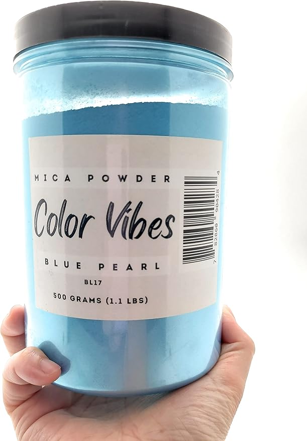 Pearl Mica Powder Pigment Dye - 500 Grams (1.1 lbs) - Best Bulk Price for Fine Arts, Crafting, Painting, Bath Bomb Soap Candle Slime Jewelry Making, Epoxy Resin, Woodworking (Blue BL17)