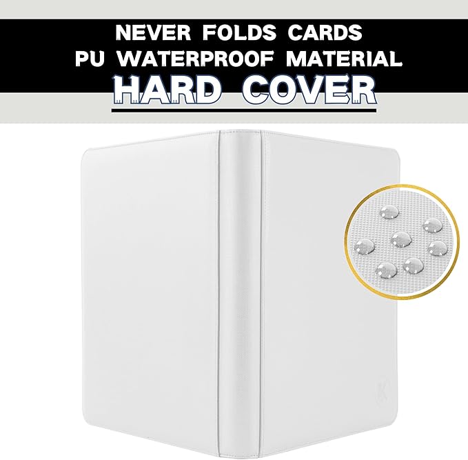 1000+ Pockets Trading Card Binder, 16-Pocket Card Ablum Compatible with MTG,Sports Cards & Other Standard Size Trading Cards (White)