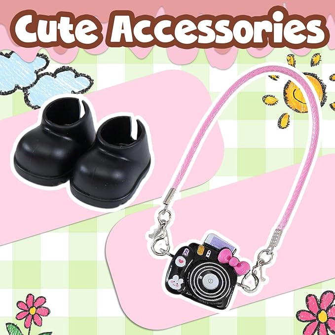5 Piece Cute Doll Clothes 17 cm Outfit Blind Mystery Accessories Mini Stuff Dress Overalls Hoodie Pajamas Black