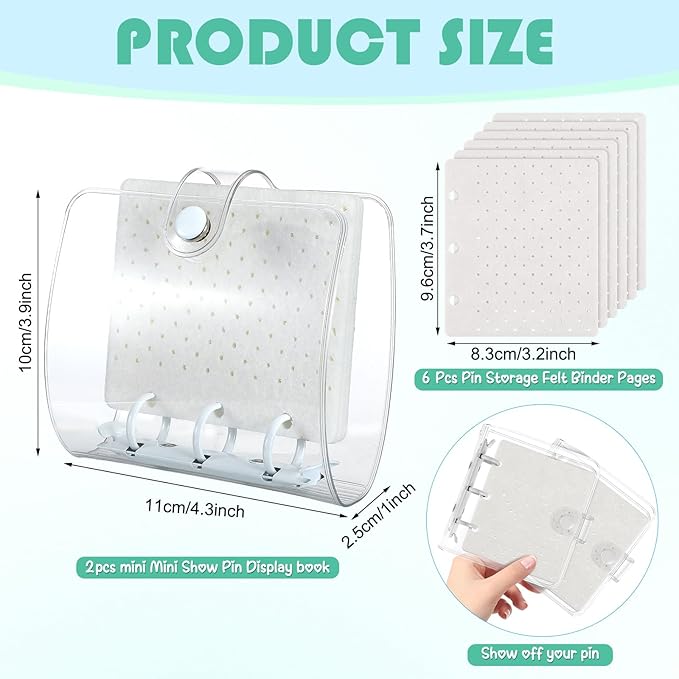 8 Pcs Mini Enamel Pin Display Book Gift Clear Collection Travel Trading Binder Holder Badge Book Storage Organizer up to 36 1-inch Enamel Pins for Travel Collectors (White,4.61x3.94 in)