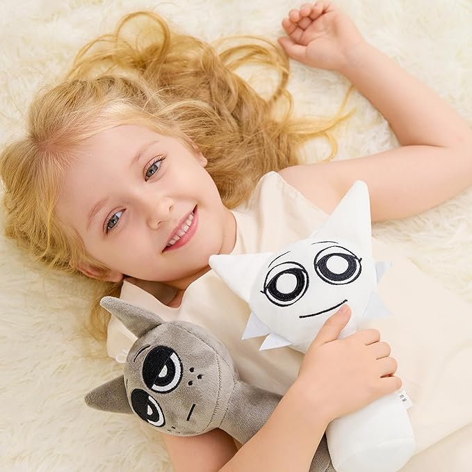XYG® Sprunky Plush, Sprunky Game Plush Toys, 2PCS Plush Toys, Horror Games Plushies Toy for Fans, Soft Stuffed Animal Pillow Figure Doll Christmas Birthday Gifts for Kids Adult (9" White+Gray)