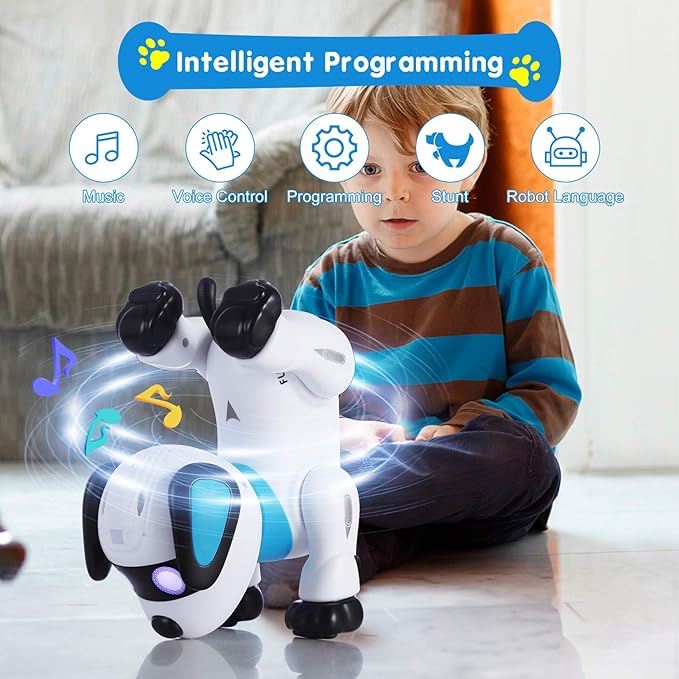 yiman Remote Control Robot Dog Toy – Programmable Smart Robot Dog for Kids 3+, Interactive Dancing & Sound, RC Stunt Robot Toys with LED Eyes, Electronic Pet Toy Dog for Boys & Girls Gifts (Pink)