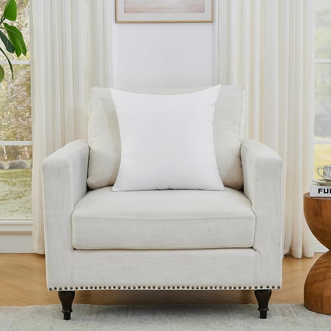 Longhui bedding White Throw Pillow Inserts 18x18 Set of 2, 100% Cotton Cover with Polyester Fill, 2-in-1 Use as Stuffers or Standalone Decor for Couch, Bed, Living Room, Outdoor
