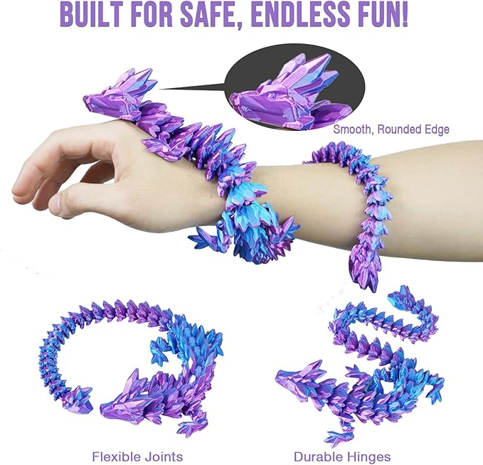 Small Dragon Eggs with Dragon Inside, 3D Printed Surprise Funny Gifts for Kids, Articulated Dragon Fidget Toys for Adults, Executive Desk Toys Office Room Décor (Gradient Light Purple-Red)