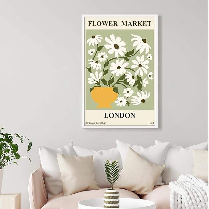 upsimples 24x36 Poster Frame, Display Pictures 20x30 with Mat or 24x36 Without Mat, Wall Hanging Picture Frame, White, 1 Pack