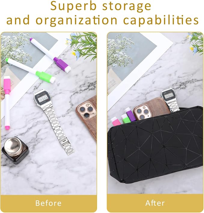 Period Bags, Tampon Holder for Purse, Waterproof Portable Leather Period Pouch, Sanitary Napkin Storage Bag, Black Makeup Bag Set, Pad Pouches for Period