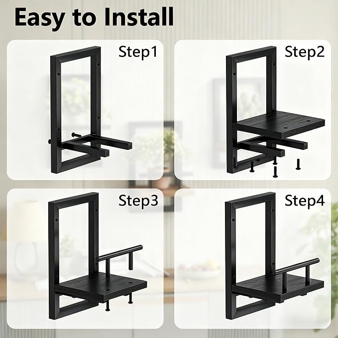 Sbosbo Floating Shelves for Wall Plant Shelf Indoor Wall Mounted Shelves | Wall Planters for Indoor Floating Plant Shelves for Bedroom, Living Room, Kitchen, Office, Bathroom Decor (Black, 3 Pack)