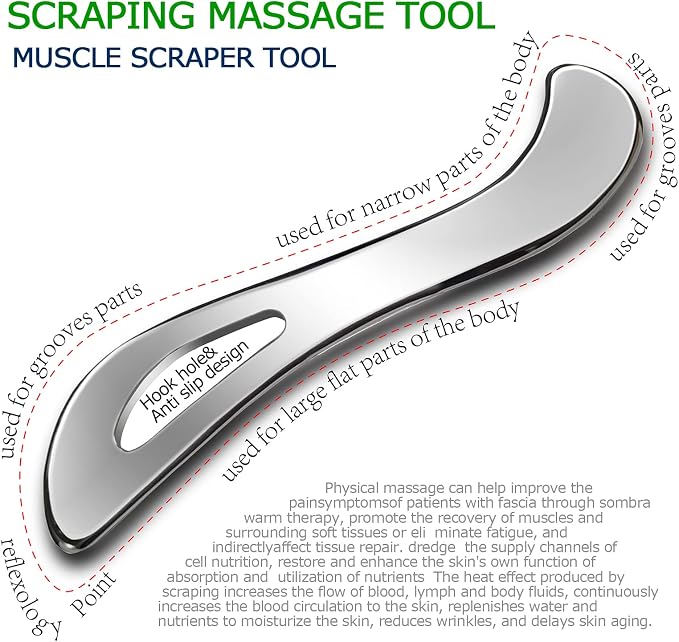 BYYDDIY Non-Magnetic 304Stainless Steel Gua Sha Muscle Scraper Tools,Scraping Massage Tools,Scar Tissue Tool,IASTM Tools,Fascia Scraper,Soft Tissue Massage Tool, Guasha Tool for Body