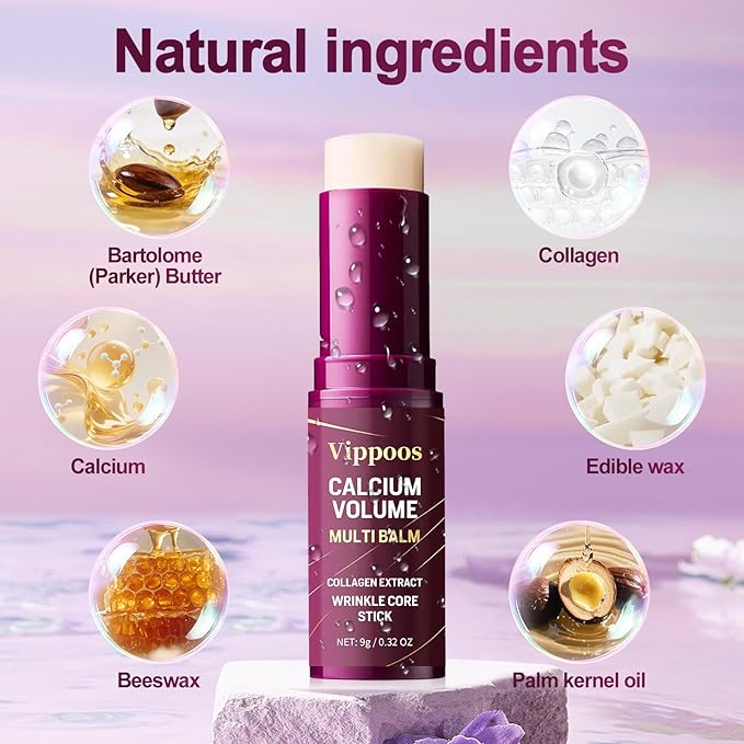 Calcium Multi Balm Stick- Calcium Volume Multi Balm,Korean Collagen Hydrating Stick, Anti-aging,Hydrating Cream, Hydration, Firm skin, Suitable for Face, Eyes, Neck,non-greasy,For All Skin Types2pcs