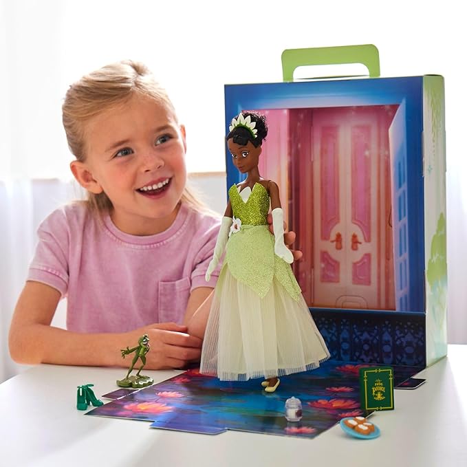 Disney Store Official Princess Story Doll - Tiana (11 Inches), Includes Coloring Book & Additional Dress, Classic Outfit, Toys for Girls