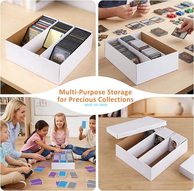 Card Storage Box,3 Rows about 2400 Count Collector Cards Box with Divider,Trading Card Storage Box for TCG/Mtg/Sports Card Storage and Collection,12.9"×10.4"×4.3"(1-Pack)