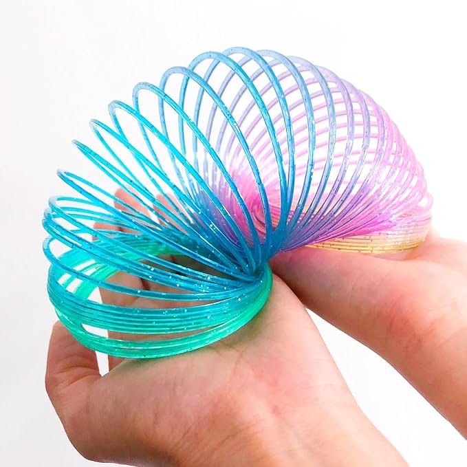 Liberty Imports 12 PCS Magic Rainbow Coil Springs - Small Colorful Neon Plastic Bulk Toys for Kids Birthday Party Favors, Goodie Bag Fillers, Party Prizes (2.5 Inches)