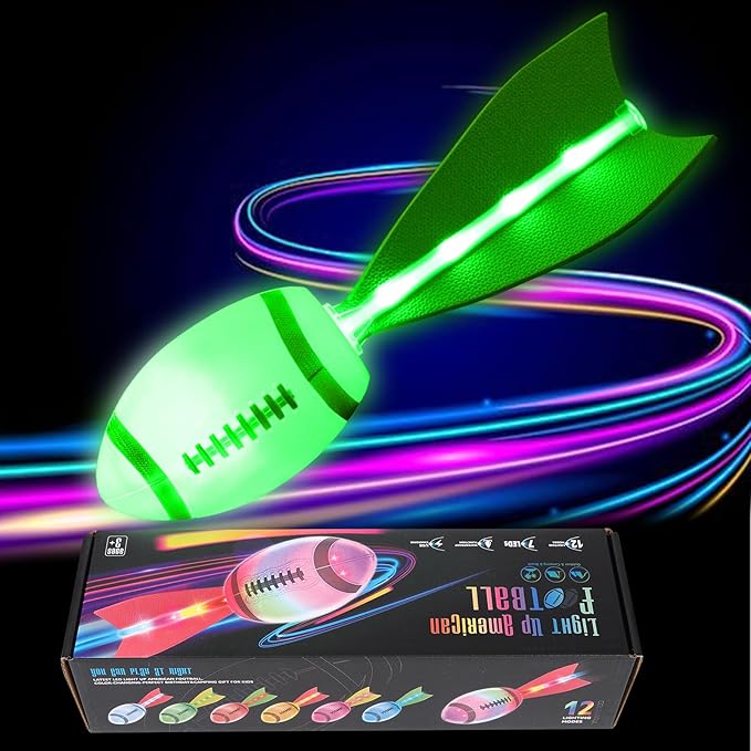 Glow in The Dark Football – Light Up Foam Football for Boys Ages 3+, Outdoor Sports Toy for Camping, Beach Games, Birthday Gift