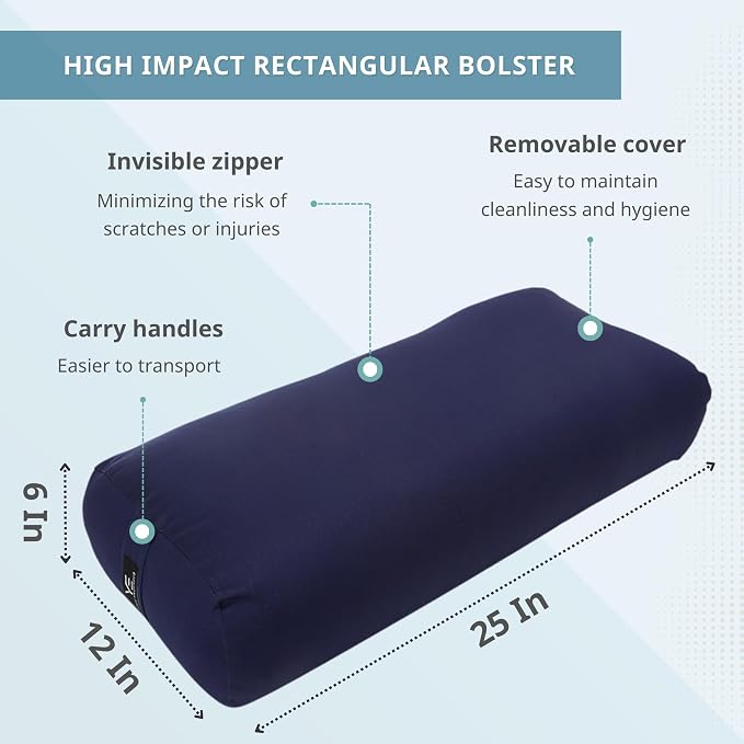 Everyday Yoga Premium Bolster, Soft & Supportive Meditation Pillow with Carry Handle, Lightweight Cushion for Restorative Yoga & Relaxation (Multi-Color)