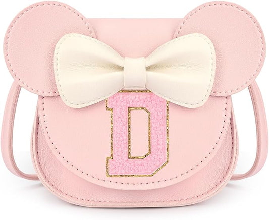 mibasies Toddler Purse Girl Gifts: Girls Birthday Gifts for 3-8 - Toys for Ages 2-4 Girls Mouse Ears Purse, Pink, Letter D