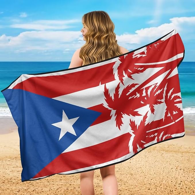 INSTANTARTS Coconut Tree Puerto Rico Flag Car Seat Cover Protector Sweat Towel Multi-Functional Car Towel