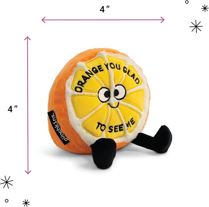 Orange Plushie - Orange Your Glad to See Me Punny Plush, Cute Food Plushie Gift for Kids