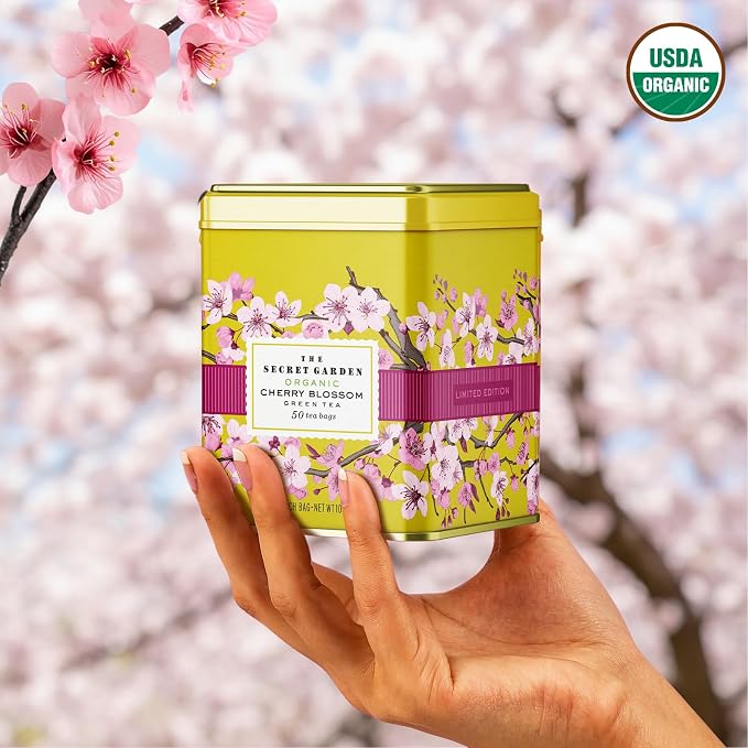 Life Plus Style Gourmet The Secret Garden Organic Cherry Blossom Green Tea 50 Tea Bags Sakura Sugar Free Classic Gift Tin