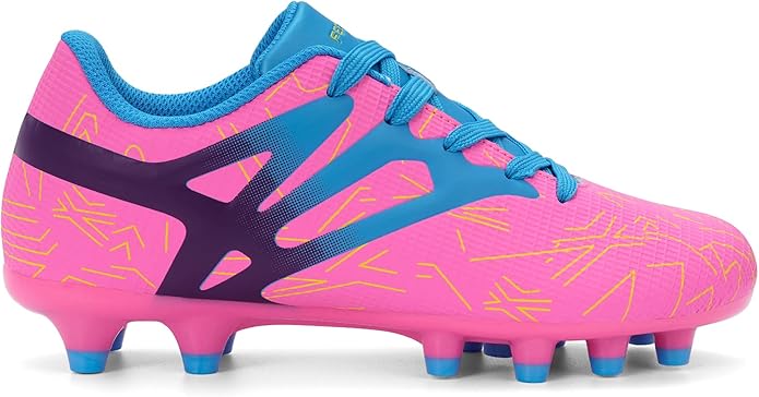 Kids Soccer Cleats Firm Ground - Lightweight Breathable Football Shoes for Boys Girls Youth Outdoor Training on Natural Grass
