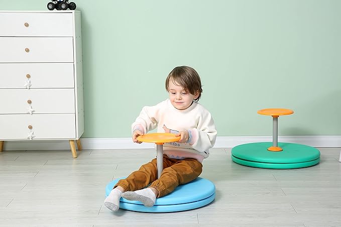 Spinner-X Seated Spinner Sensory Toy, Sit Spinner Sit and Spin Bigger Size and Durable Material for Kids- Ages 3 and up (Blue) by BARNEY KAITE BS…