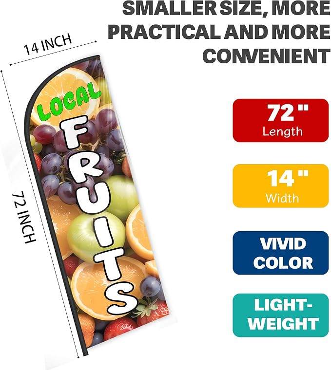 Fruits Feather Flag for Storefronts Fairs,6 FT (Flagpole Not Included) | Business Advertising Flag