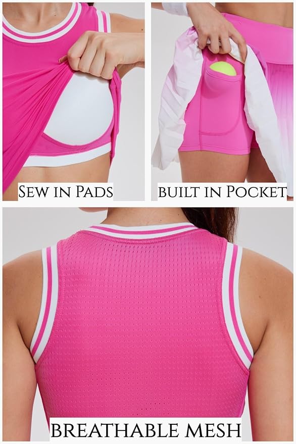 AFZ Women Pleated Tennis Skirt Set Golf Pickleball Outfits Two Pieces Athletic Dress with Built in Shorts