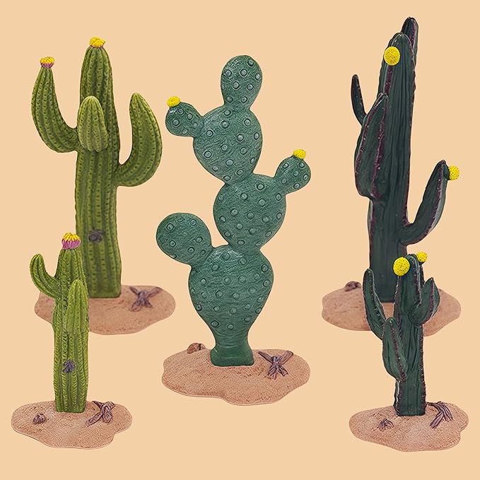 Gemini&Genius Cactus Plant Action Figure Toys for Kids Green Plant Cacti Great for Sand Table Landscape Scene Accessories Decoration-5Pcs