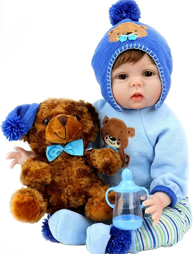 Aori Reborn Baby Boy Doll - 22 Inch Realistic Lifelike Weighted Newborn Boy with Ultra Soft Body, Pacifier, Outfit | Handmade Soft Vinyl Baby Doll for Kids 3+, Toddlers, Collectors