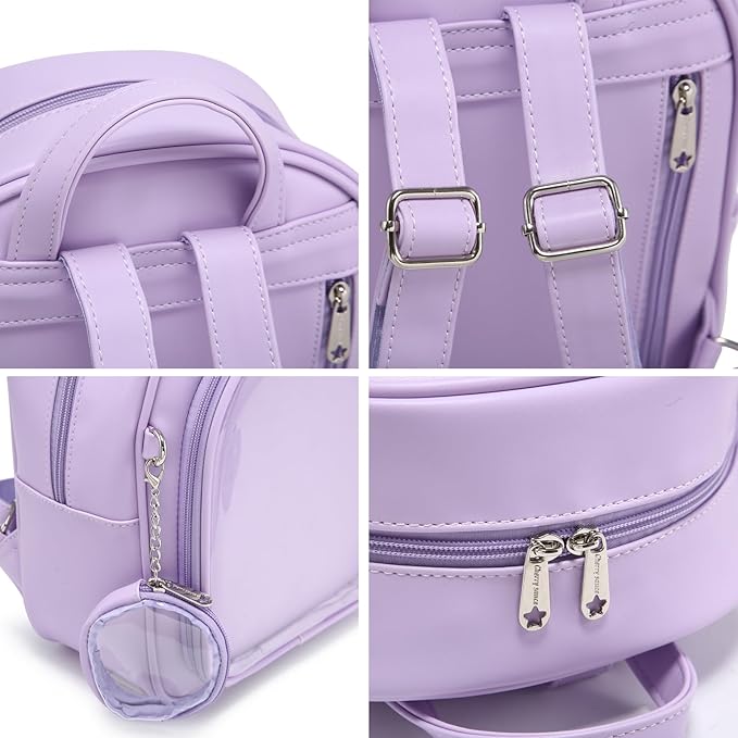 CHERRY SAUCE Kawaii Backpack PU Leather Ita Bag Aesthetic Cute Purse Pin Display