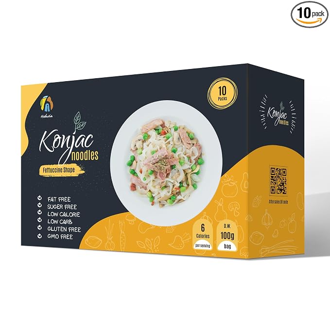 Hethstia Konjac Noodle Low-Carb Fettuccine Shirataki Noodles Keto Low Calorie Pasta Gluten Free, Vegan, Paleo-Friendly (5 oz, 10-Pack) | Low Calorie Pasta, Gluten Free, Vegan, Fat-Free, 0 Sugar, Paleo-Friendly (5 Oz, 10-Pack)