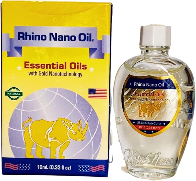 1 Pack - Twin Bottles Rhino Nano Essentail Oil - Hai Chai Dau Con Te Giac Cong Nghe Nano - 10mL per Bottle x 2 Bottles per Order - Made in U.S.A.