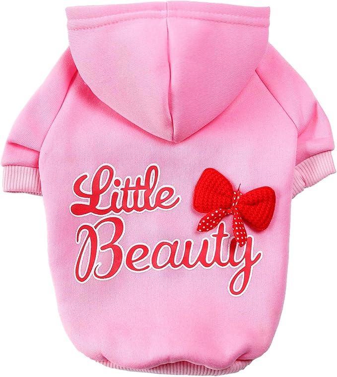 Jecikelon Winter Printed Dog Hoodies Sweatshirts Warm Clothes for Small Dogs Chihuahua Coat Puppy Clothing Cat Custume (Pink, X-Large)