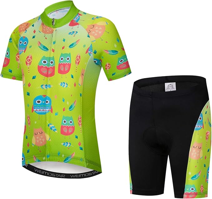 Hotlion Kids Cycling Jersey Set Short Sleeve Boys Mountain Bike Shirt Girls Cartoon Bicycle Tops Childs for Riding Biking