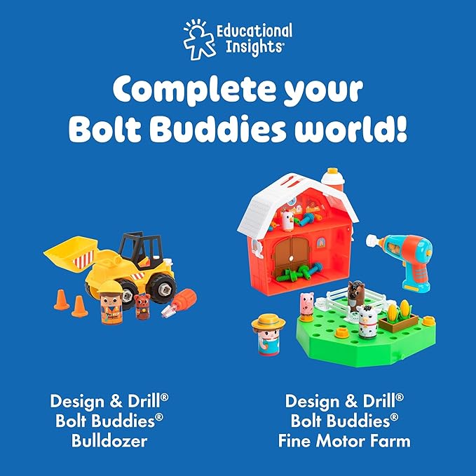 Educational Insights Design & Drill Bolt Buddies Tractor Take Apart Toy with Screwdriver Tool, Preschool STEM Toy, Gift For Boys & Girls, Ages 3+